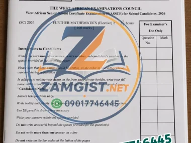 Further Mathematics WAEC 2026 Questions and Answers