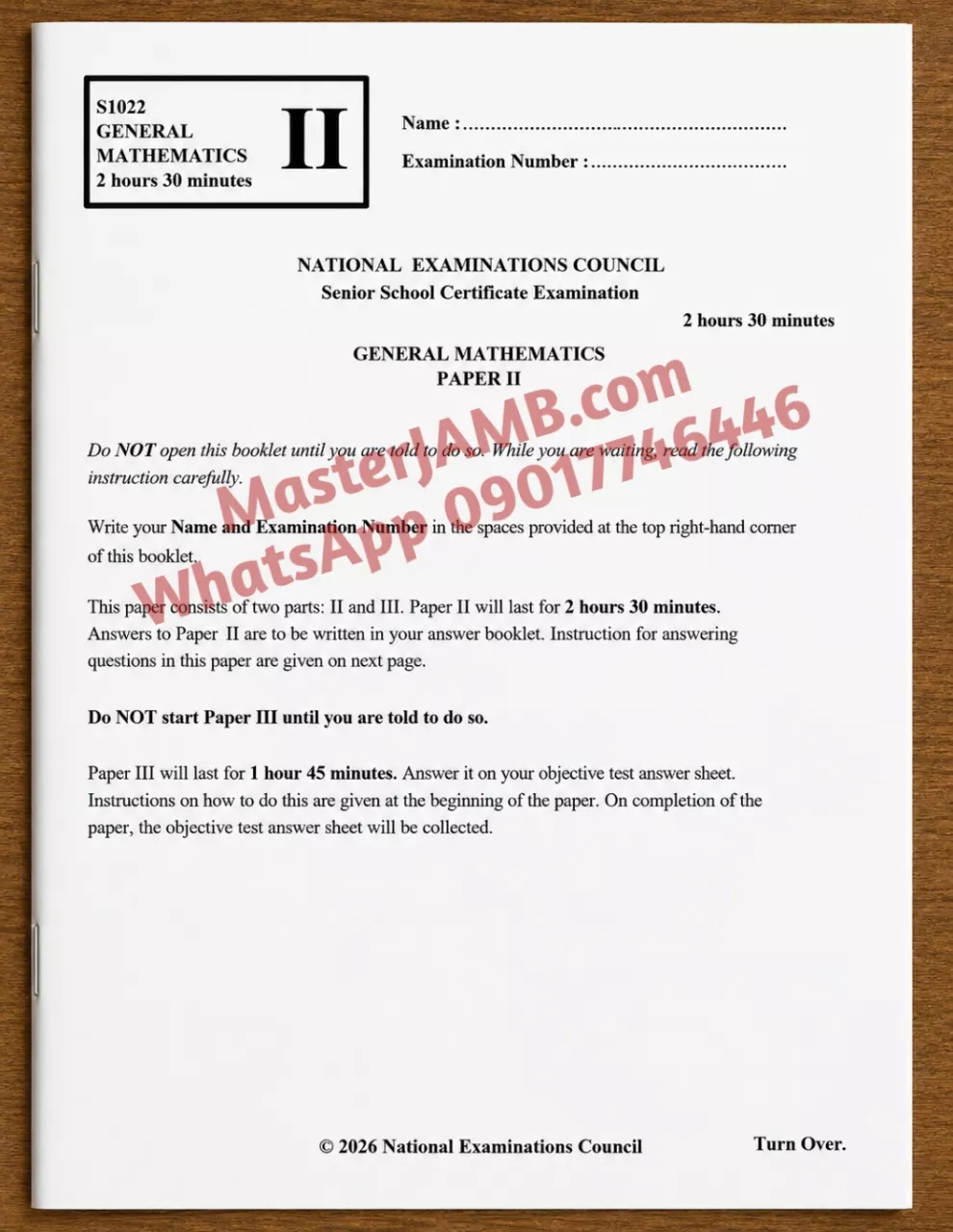 NECO Mathematics Questions And Answers 2026 [Theory & OBJ]